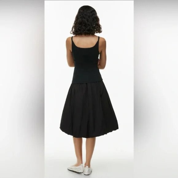 Aritzia Sunday Best Bubbly Cotton Poplin Bubble Midi Skirt Black Size Medium - Picture 4 of 10